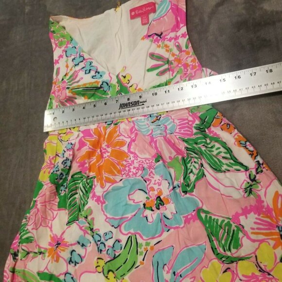 Lilly Pulitzer Target Women's Small V-Neck Floral Tank Top Nosey Posie Zip Back - Picture 6 of 7
